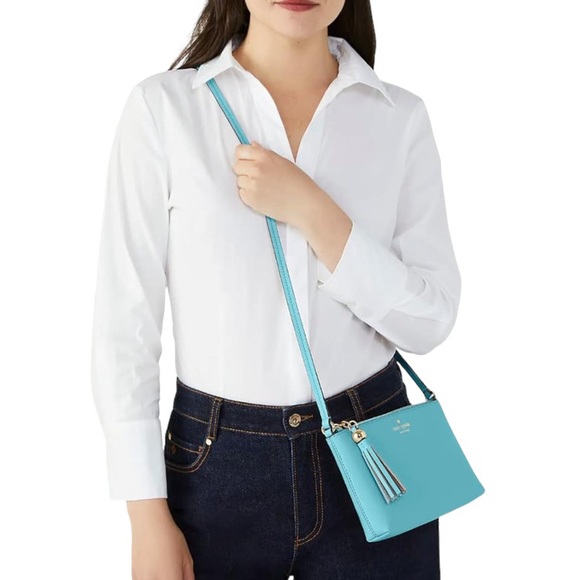 NWT Kate Spade Amy Ivy Street Tassel Stone Blue Crossbody Purse Bag - Picture 14 of 14